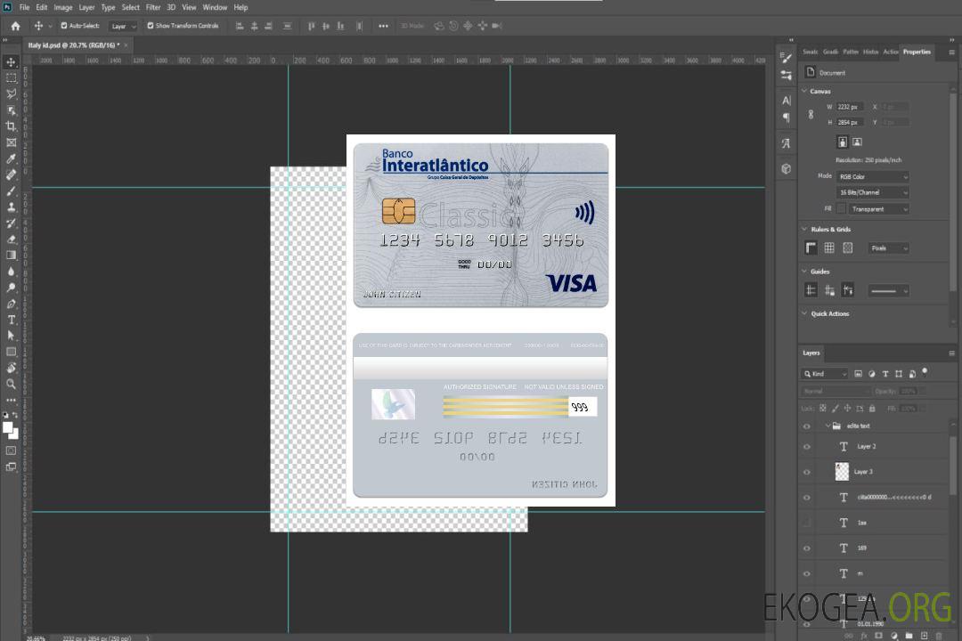 Carte visa classique de la banque Cabo Verde Banco Interatiantico template